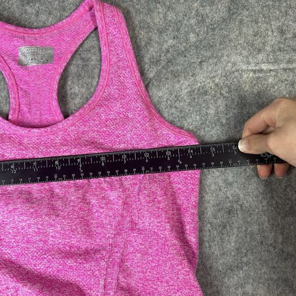 Athleta Fastest Track Tank Top Womens S Heathered Pink Ruched Racerback Stretch - Picture 7 of 7